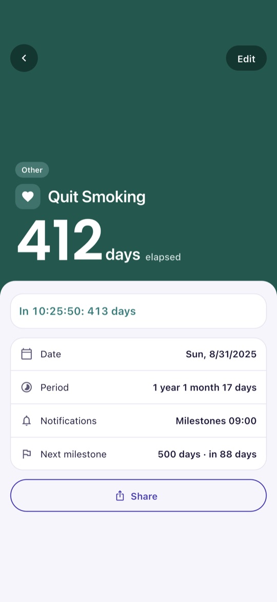 Count-up detail screen